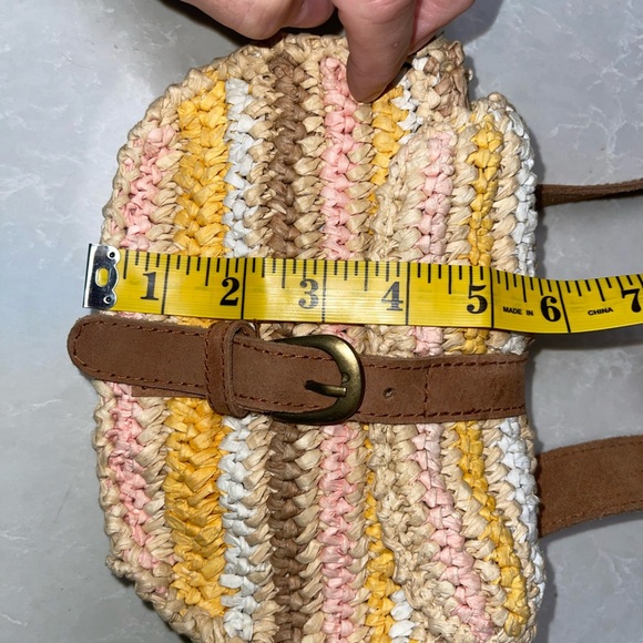 EUC SUNDANCE Anabaglish Catalonia Straw Belt Bag Striped Multi Fanny Sling - Picture 6 of 8